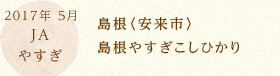 2017年 5月 JAやすぎ 島根〈安来市〉島根安来こしひかり